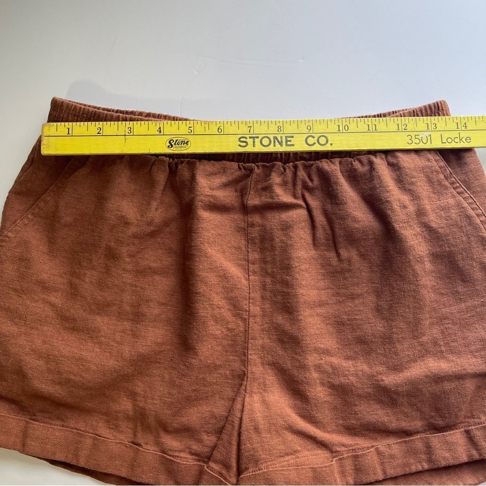 Forever 21 Rust Brown Linen Blend Cuffed Shorts - Picture 7 of 7